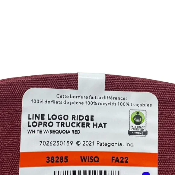 Patagonia Line Logo Ridge LoPro Trucker Hat White Red Adjustable Snapback  B32 - Picture 5 of 5
